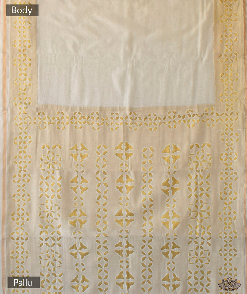 Applique HandStiched Chanderi Saree