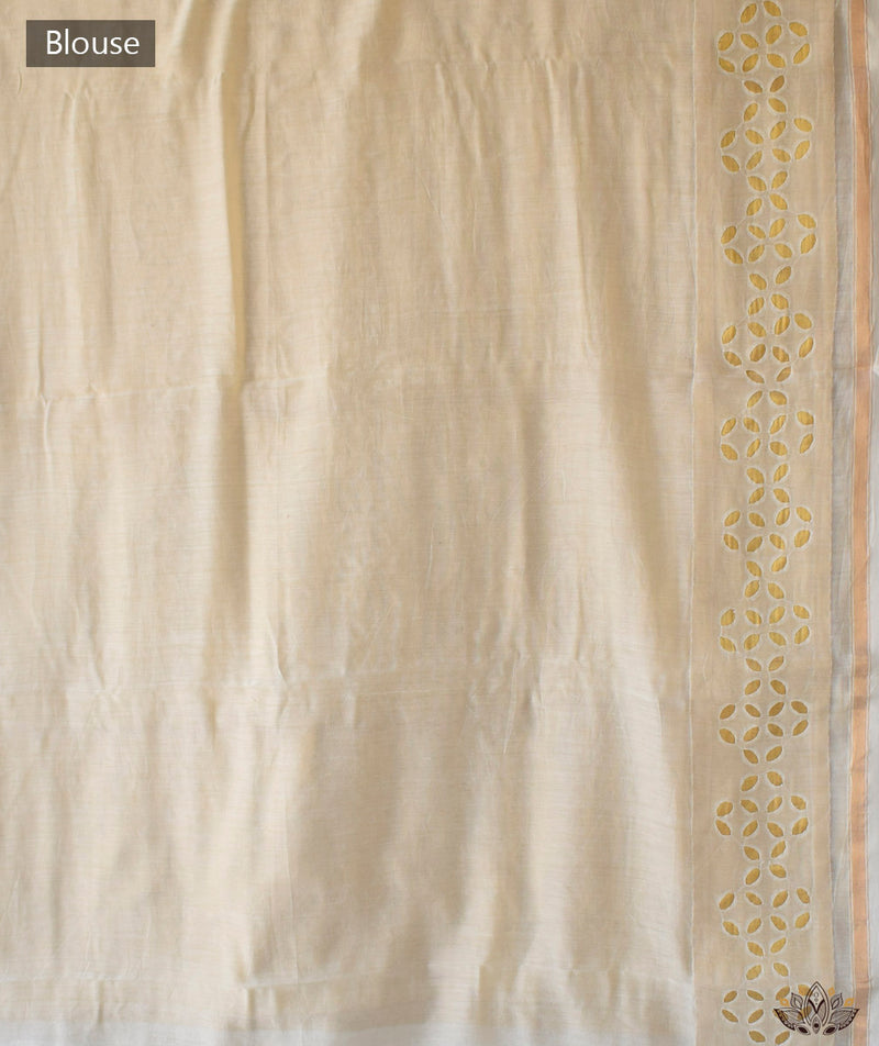 Applique HandStiched Chanderi Saree