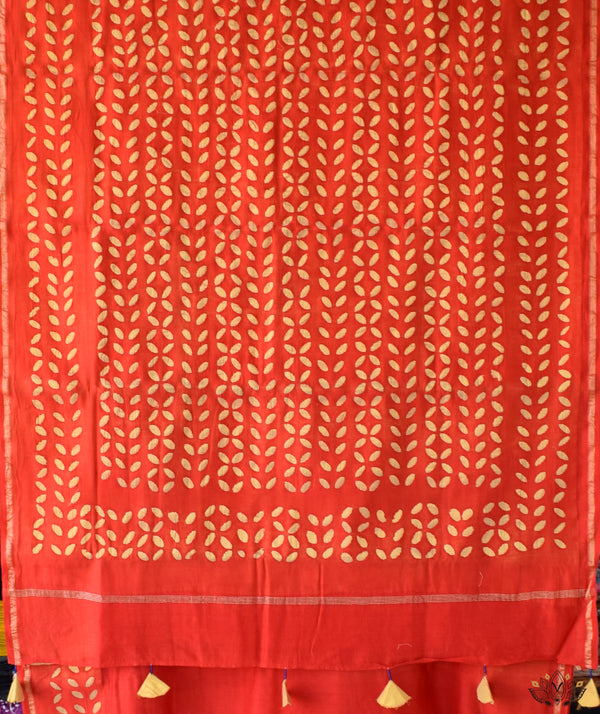 Applique HandStiched Chanderi Saree