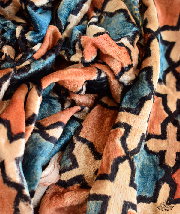 AJRAKH VELVET HAND PRINTED YARDAGE Set  (2.5 meter)