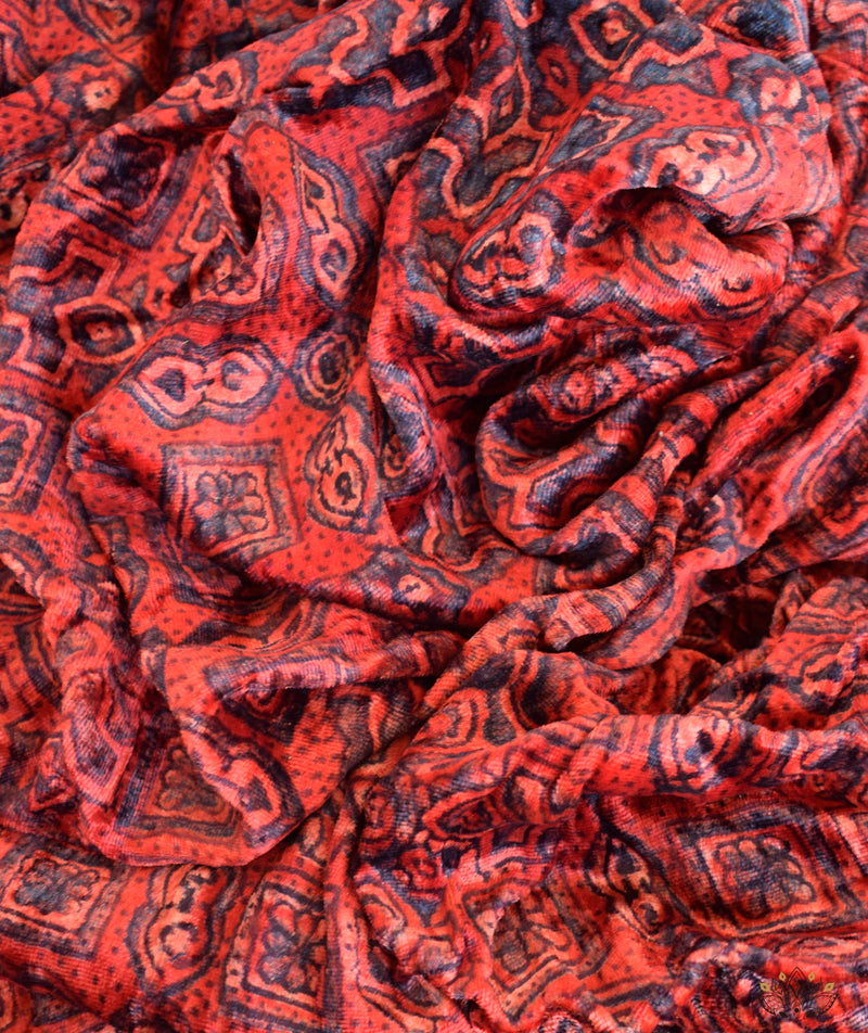 AJRAKH VELVET HAND PRINTED YARDAGE Set (2.5 meter)