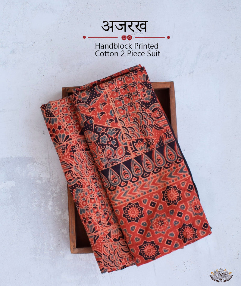 AJRAKH COTTON HAND BLOCK PRINTED TWO PIECE SUIT