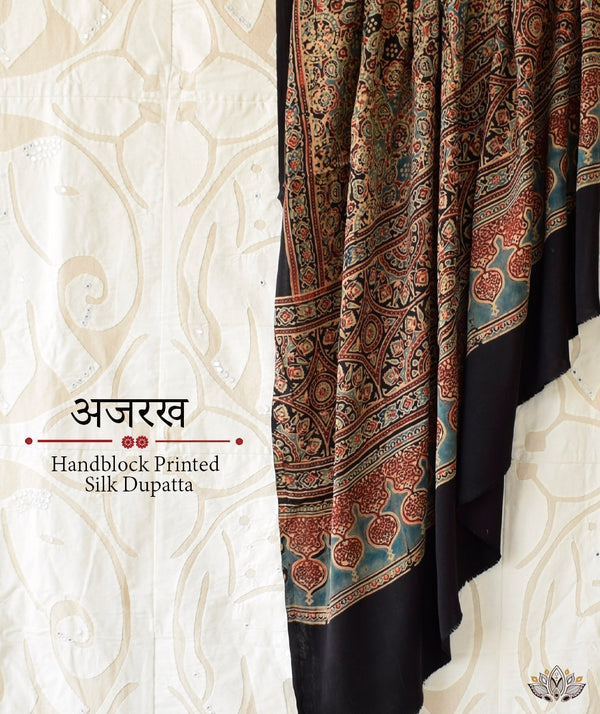Modal Silk Ajrakh printed Dupatta collections @Kathysclothingstore 