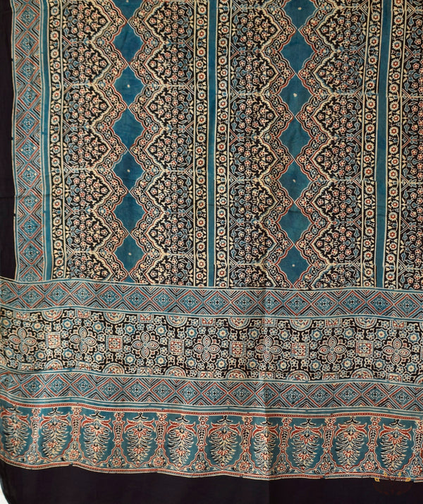 Ajrakh modal silk hand block printed dupatta