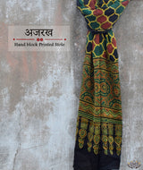 Ajrakh modal silk hand block printed stole