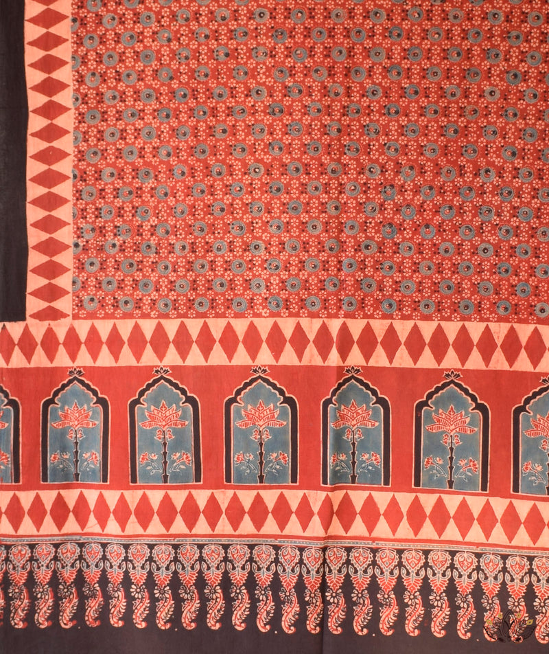 Ajrakh Handblock Printed Cotton Dupatta