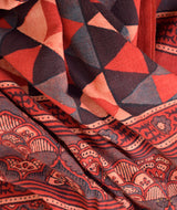 Ajrakh Khadi Cotton Handblock Printed Saree