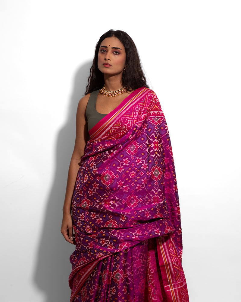 Silk Semi Double Ikat Patola Saree