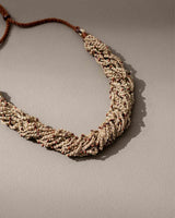 WHE Crocheted Jute and Wooden Bead Multi Strand Adjustable Necklace