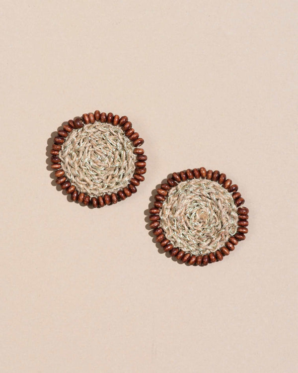 WHE Jute and Wooden Beads Crochet Studs