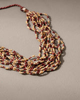 WHE Handmade Multilayer Adjustable Jute, Wooden Beads and Glass Beads Necklace