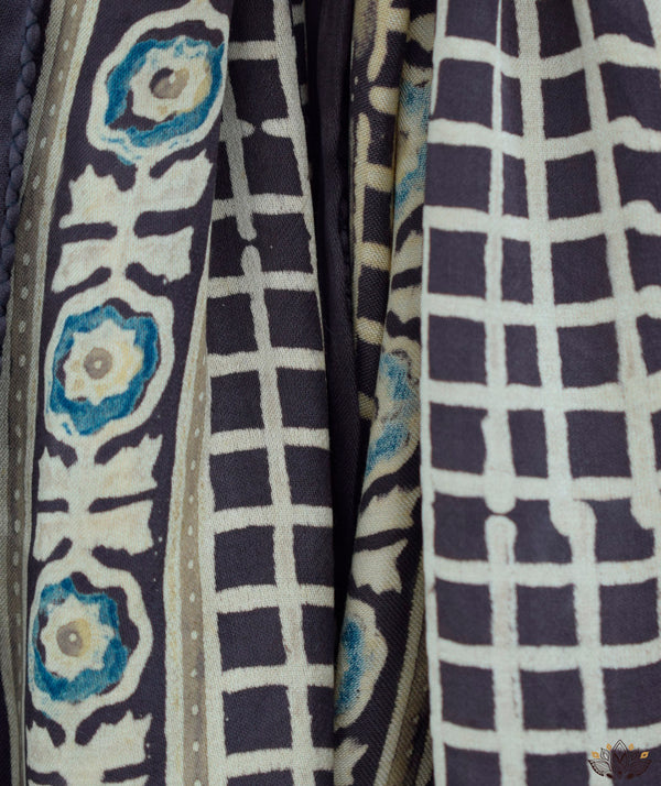 Ajrakh modal silk hand block printed stole