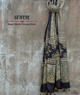 Ajrakh modal silk hand block printed stole