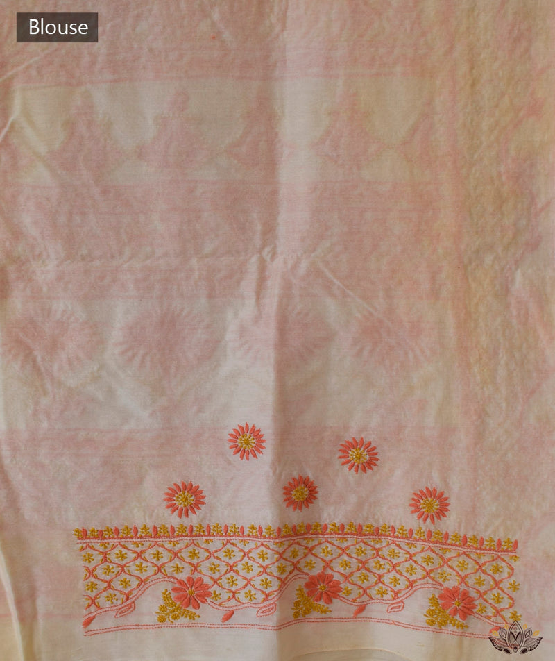 Chikankari Hand Embroidered CHANDERI Saree