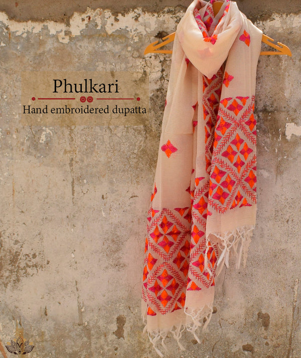 Phulkari Hand Embroidery Dupatta