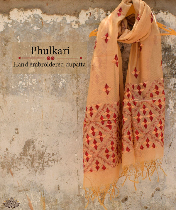 Phulkari Hand Embroidery Dupatta