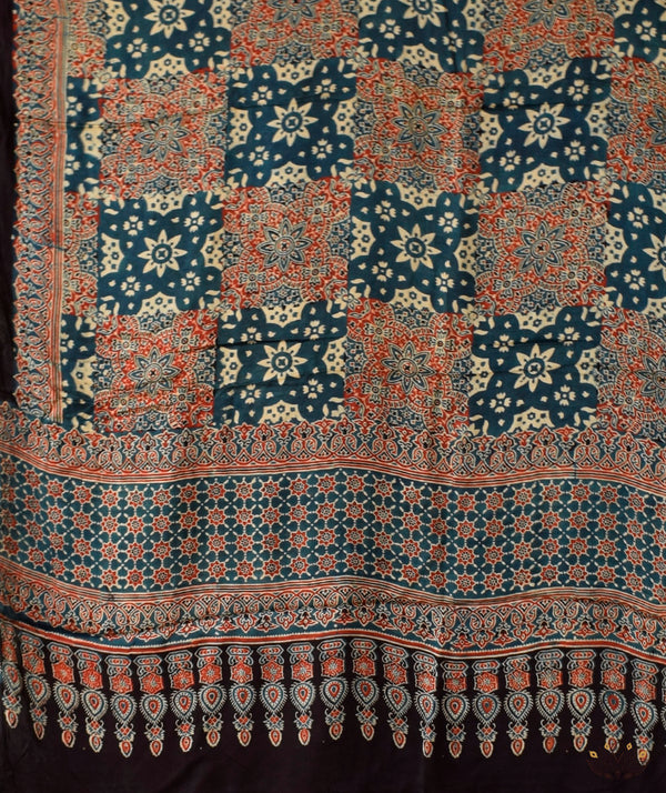 Ajrakh modal silk hand block printed dupatta