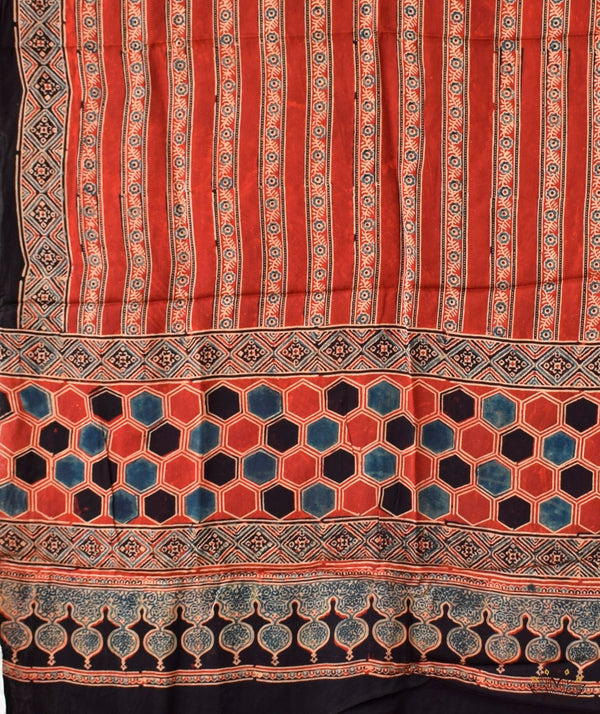 Ajrakh modal silk hand block printed dupatta