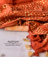 Applique HandStiched Chanderi Saree