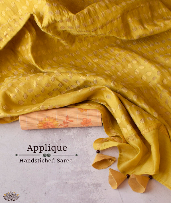Applique HandStiched Chanderi Saree