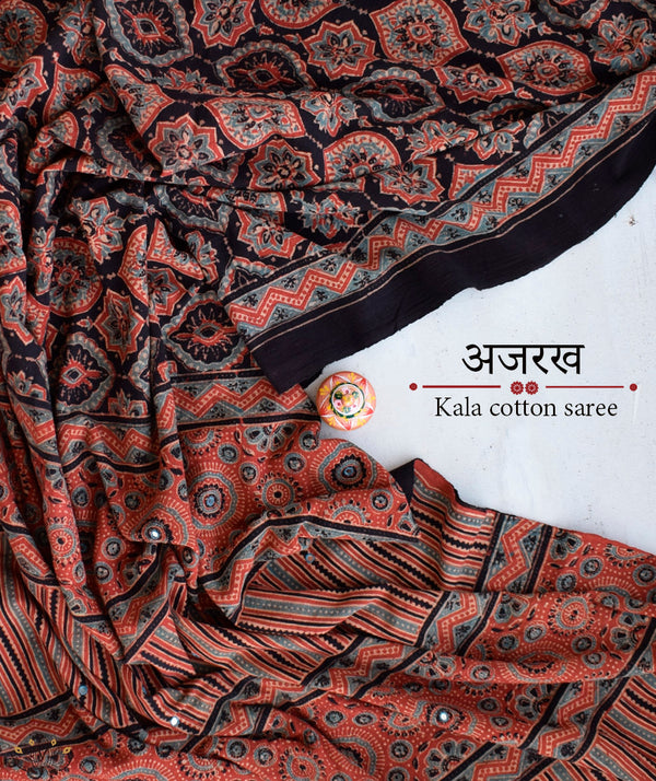 Exclusive Amounee Ajrakh  Kala Cotton Saree