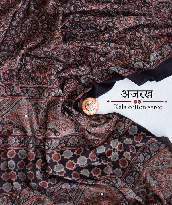 Exclusive Amounee Ajrakh  Kala Cotton Saree