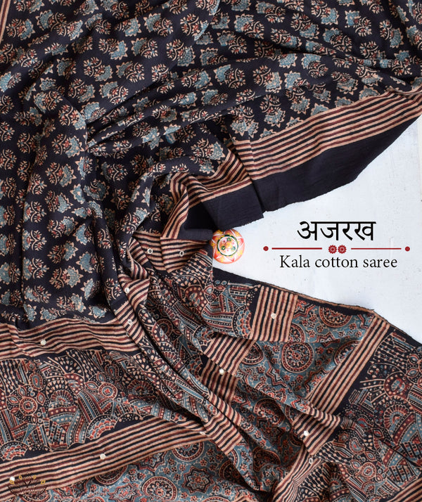 Exclusive Amounee Ajrakh  Kala Cotton Saree