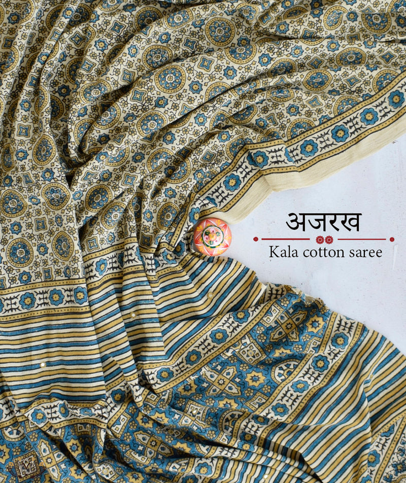 Exclusive Amounee Ajrakh  Kala Cotton Saree