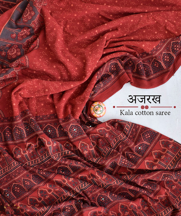 Exclusive Amounee Ajrakh  Kala Cotton Saree