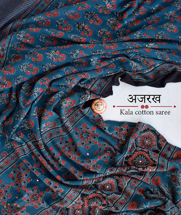 Exclusive Amounee Ajrakh  Kala Cotton Saree