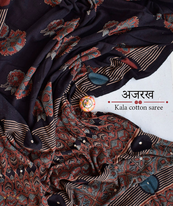 Exclusive Amounee Ajrakh  Kala Cotton Saree