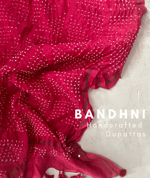 Bandhani Chanderi Silk Handcrafted Dupatta