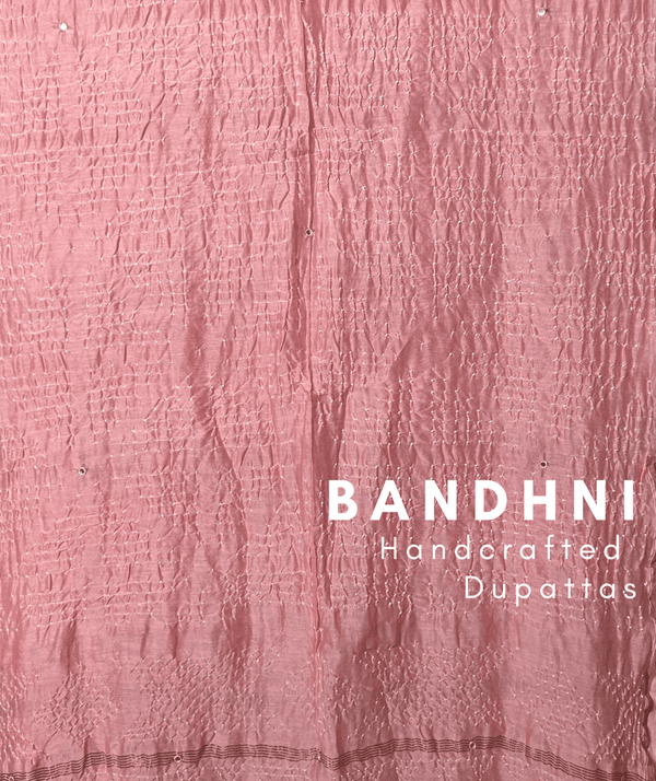 Bandhani Chanderi Silk Handcrafted Dupatta