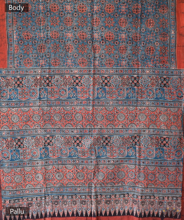 AJRAKH COTTON HAND BLOCK PRINTED SAREE