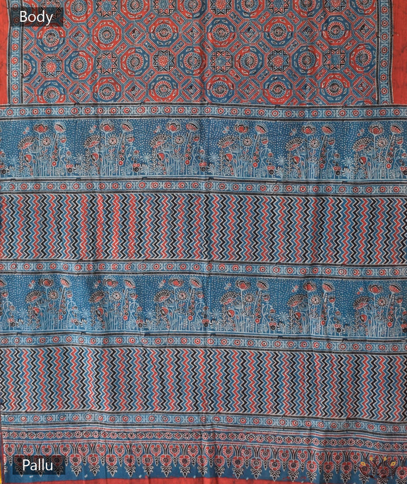 AJRAKH COTTON HAND BLOCK PRINTED SAREE