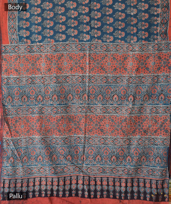 AJRAKH COTTON HAND BLOCK PRINTED SAREE