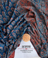 AJRAKH COTTON HAND BLOCK PRINTED SAREE