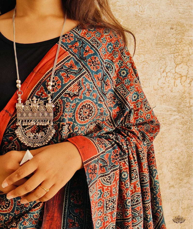 AJRAKH COTTON HAND BLOCK PRINTED SAREE