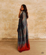 AJRAKH COTTON HAND BLOCK PRINTED SAREE