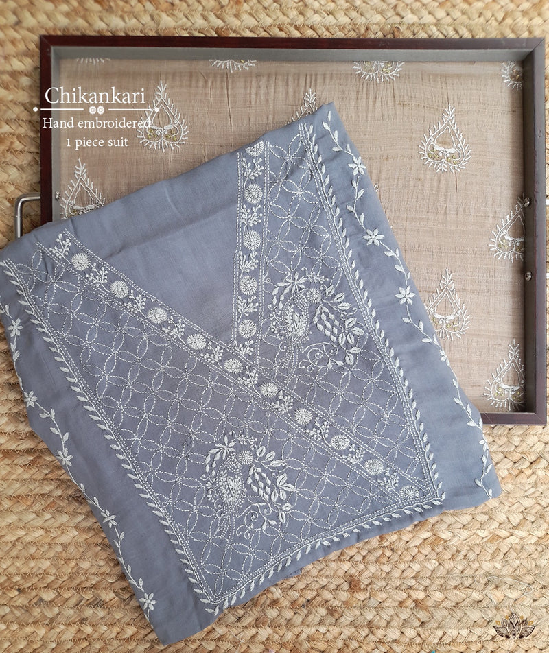 Chikankari Hand Embroidered One Piece Suit