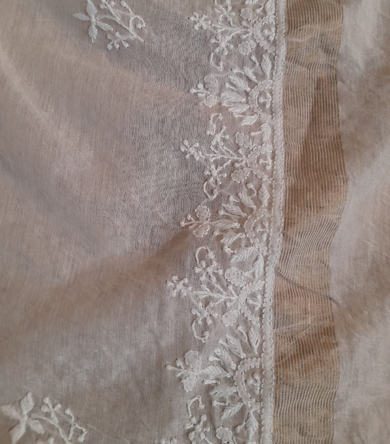 Chikankari Hand Embroidered Chanderi Dupatta