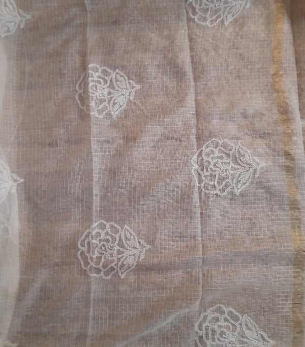 Chikankari Hand Embroidered Kota Dupatta