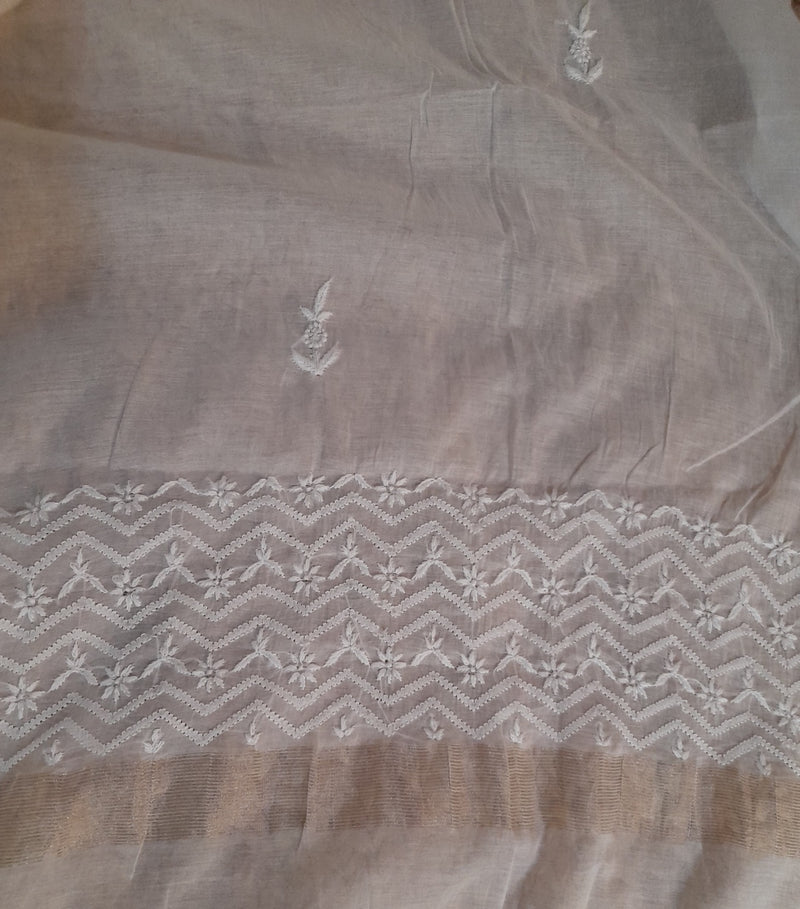 Chikankari Hand Embroidered Chanderi Dupatta