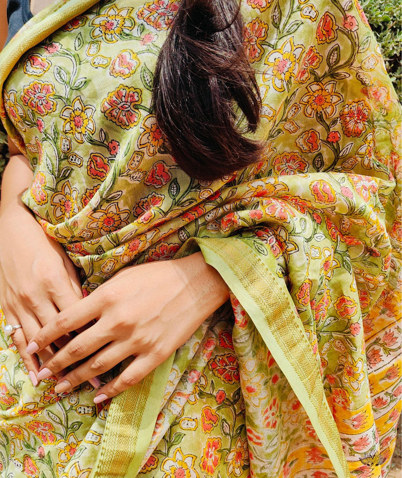 Maheshwari Sanganeri Printed  Sarees