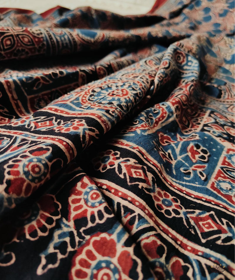 Ajrakh Handblock Printed Cotton Dupatta