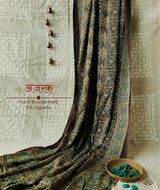 Ajrakh modal silk hand block printed dupatta