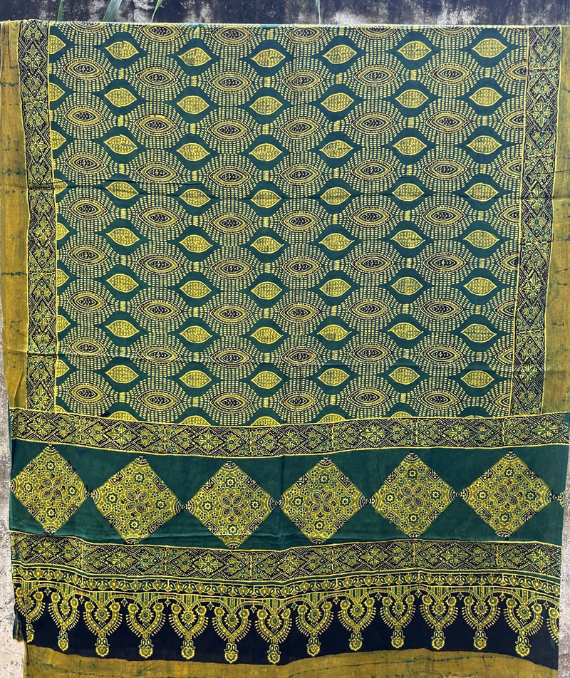 Ajrakh modal silk hand block printed dupatta