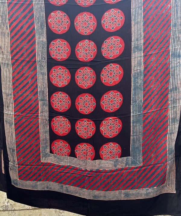 Ajrakh modal silk hand block printed dupatta