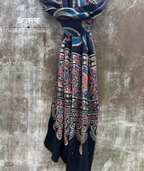 Ajrakh modal silk hand block printed stole