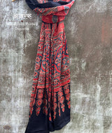 Ajrakh modal silk hand block printed stole